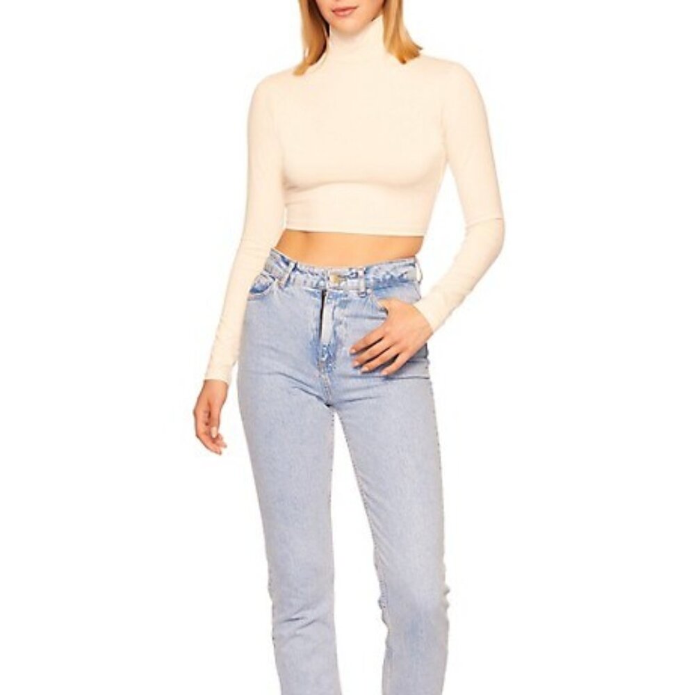 Susana Monaco Mockneck Fitted Crop Top